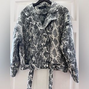 ZARA SNAKE PRINT MOTO JACKET